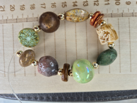 Armband 2, combi van Edelsteen-Keramiek-Glaskraal en Acryl
