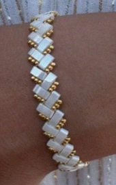 Pakket Armband: Halve Tila Bead- Creme met goud