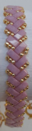 Armband Halve Tila Beads - Roze met Goud