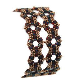 Armband Pakket ''Nikko''- Rouge Fonce/ Bordeaux/ Dore