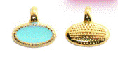 bedel ovaal metaal/emaille- Turquoise Doré 24K