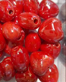 Keramieken Hart kraal- Rood