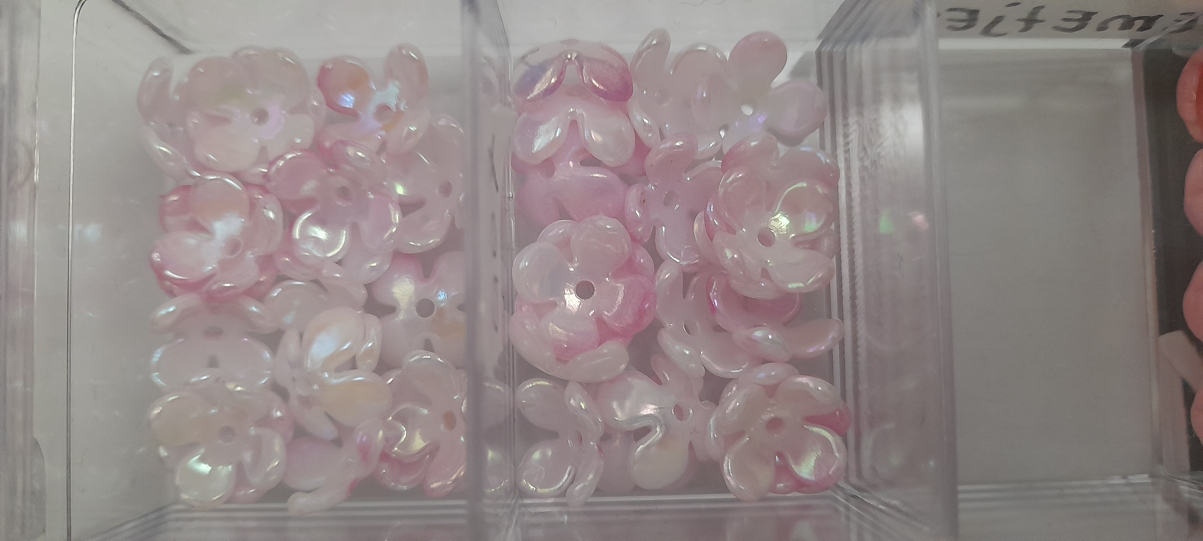 Acryl bloemetjes -Roze wit