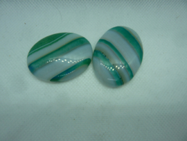 Cabochon  ovaal - Groen/Wit