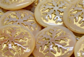 Snowflake Cabochon 21mm- Beige/Gold