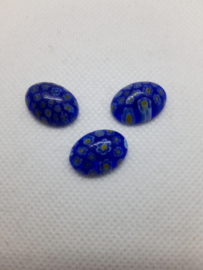 Glas Cabochon -Blauw met Bloemtjes