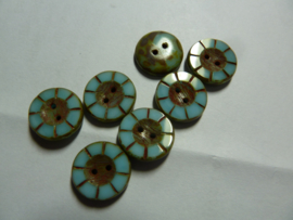 Table Cut Button - Opaque Blue Turquoise Travertine-49346