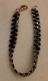 Armband Halve Tila Beads - Zwart met Goud