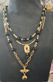 Zwarte Ketting met goud kleuren