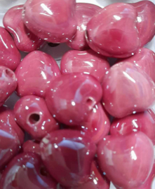Keramieken Hart kraal- Fuchsia