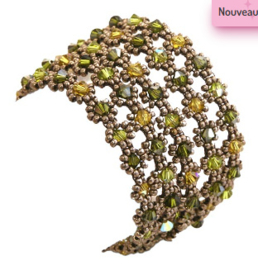 Bracelet Sora: Bronze Nickel- Lt Olivine AB- Lime- Turmaline