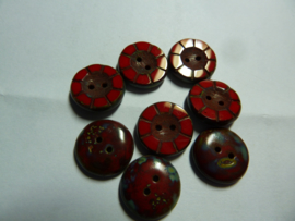 Table Cut Button - Opaque Red Travertine 49336