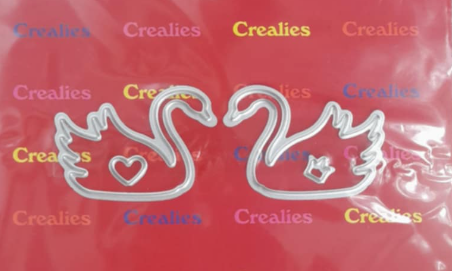 Crealies Mal- Swans with heart and crown