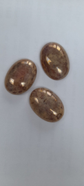 Glas Stone Cabochon. LT Honey Beige-luster Opaque Topaz/Pink