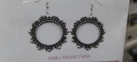 Zouke oorbellen- Noir-Argent-Noir