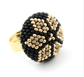 Ring Zénith-  Noir- Beige- Or
