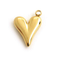 Stainless Steal Hart massief  18K gold