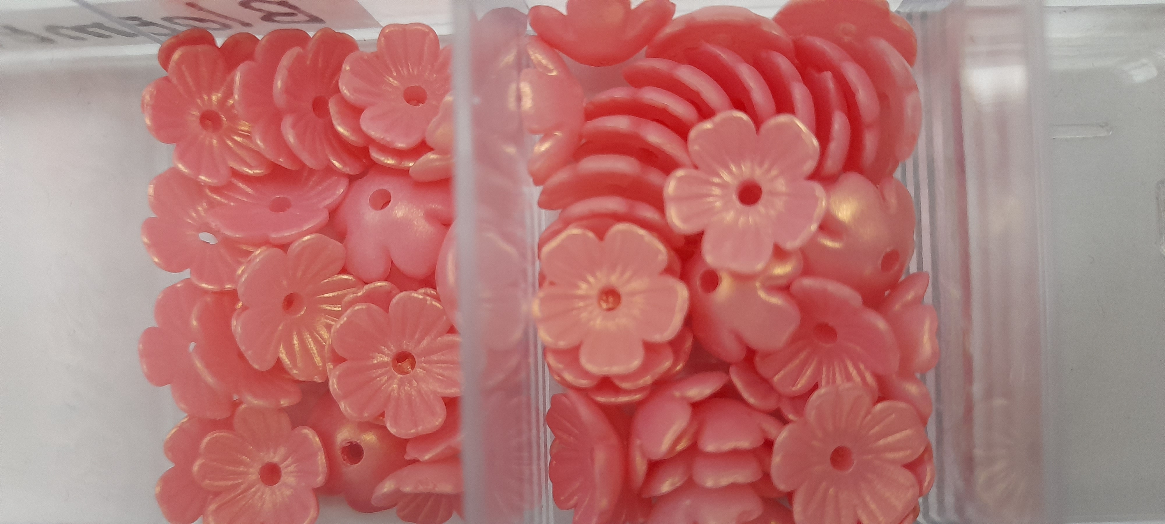 Acryl bloemetjes - Coral Red