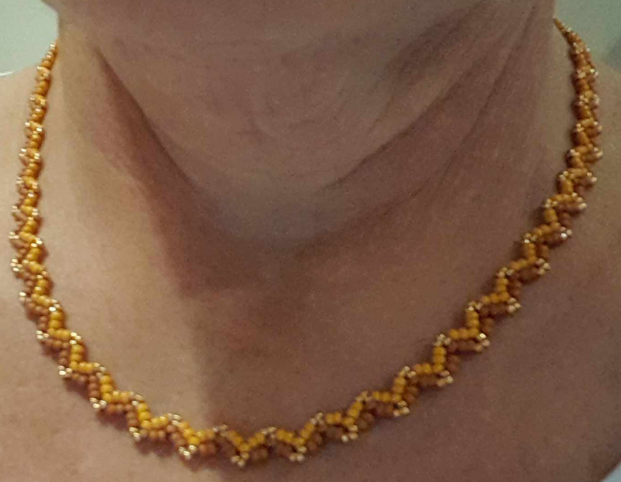 Collier ZigZag Met Rocaille 2 kleuren Orange/Sienna
