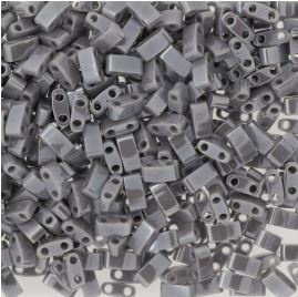 Half Tila Bead 0443-  Opaque Grey Luster