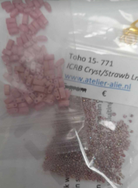 Pakket Armband Halve Tila Beads- Kleur roze /Cr Strawberry