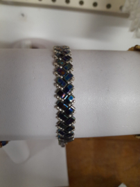 Armband Halve Tila Beads -Blue met zilver
