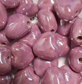 Keramieken Hart kraal- Purple