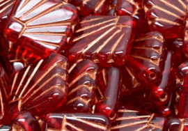 Diafan Beads 17x17mm  Red/Copper