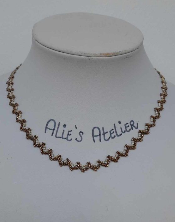 Collier ZigZag Met Delica Beads 2  kleuren Paars/Lila
