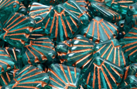 Diafan Beads 17x17mm  Emerald/copper