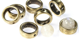 1-Hole Halo Beads Antique Brass- 25