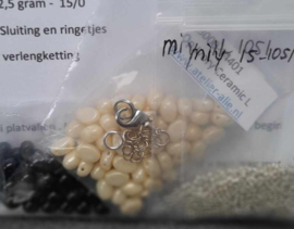 Pakket Suzie -  Kleuren als abeelding, Ivory Samos en Zwarte Parel