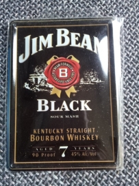 Metaalplaatje Whiskey 8 x 11 cm Jim Beam Black