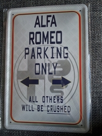 Metaalplaat Alfa Romeo Parking Only