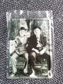 Metaalplaatje Laurel and Hardy 8 x 11 cm