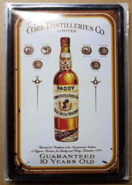 Metaalplaat Cork Distilleries "Paddy"
