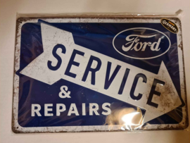 Metaalplaat Ford Service 20 x 30 cm in reliëf