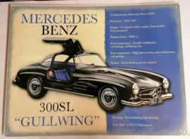 Metaalplaat Mercedes Benz 300SL "Gullwing"