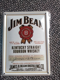 Metaalplaatje Whiskey 8 x 11 cm Jim Beam