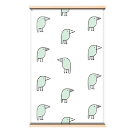 Behang groene vogeltjes