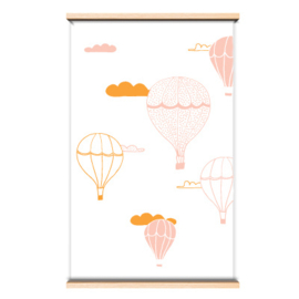 Behang luchtballon geel-roze
