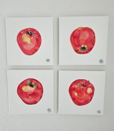 Appel 2, aquarel op canvas