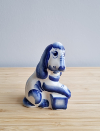 Hondje porselein blauw wit