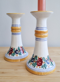 Kandelaar 2x, handgeschilderde bloemen