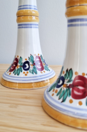 Kandelaar 2x, handgeschilderde bloemen
