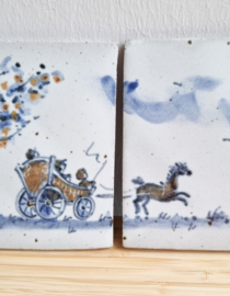 Tegeltjes paard en wagen 2 stuks