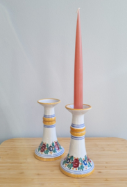 Kandelaar 2x, handgeschilderde bloemen