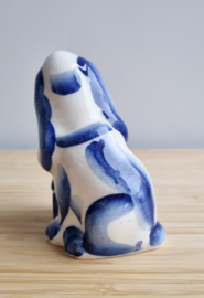 Hondje porselein blauw wit
