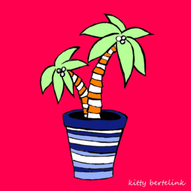 Palm in gestreepte pot - Kitty Bertelink