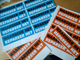 Bumpersticker; "Waardeer het, Repareer het" oranje